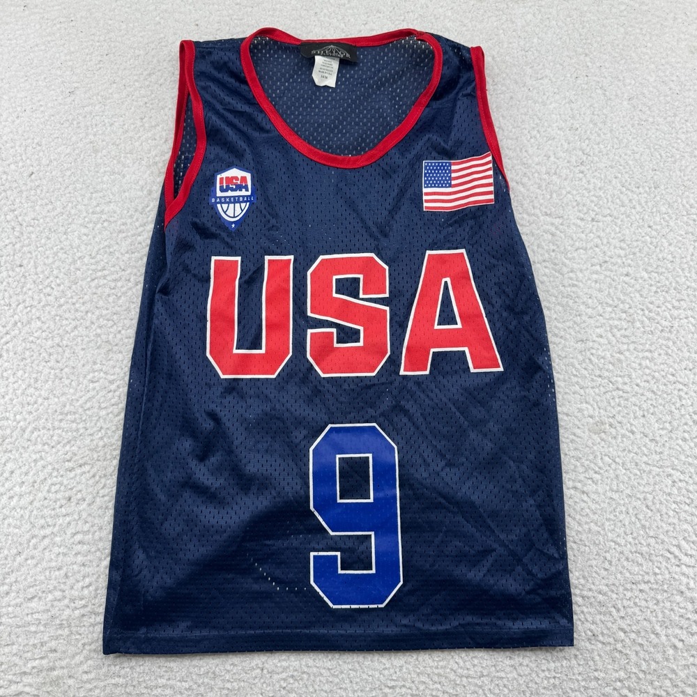 Vintage Team USA Olympic Michael Jordan #9 Jersey Youth Medium 14/16 Blue Mesh